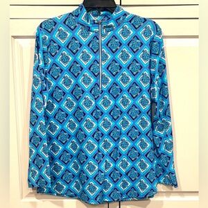 NWOT Lulu-B Blue Turtle Pattern Quarter Zip